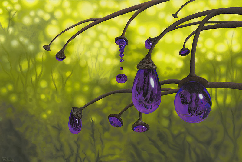 Cyphomandra Vitra, tamarillo in purple glass by patricia van lubeck