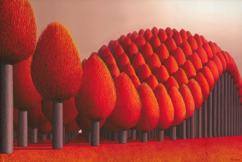 Populus Flucta, waving trees, red forrest by patricia van lubeck