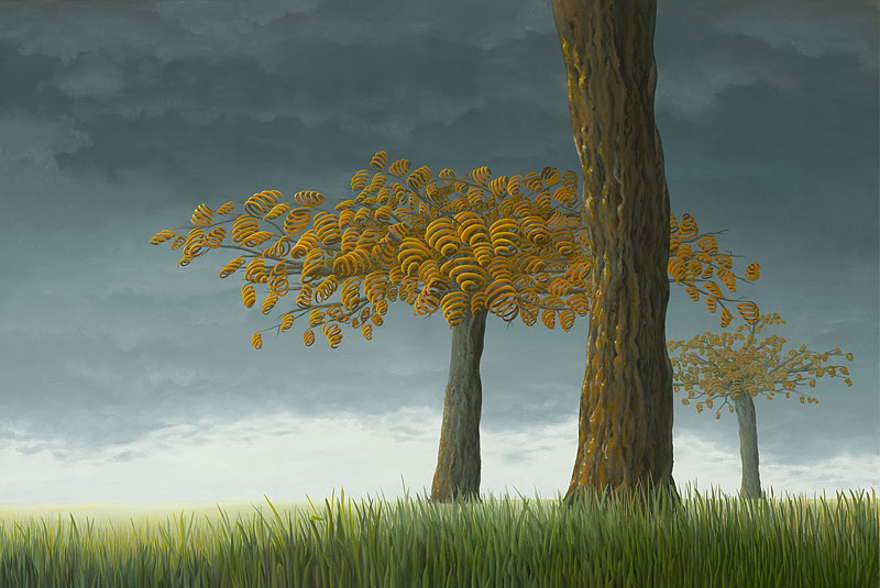 Quercus Corymbion, trees with curly leafs by patricia van lubeck