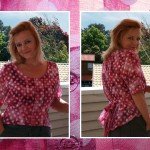 Roze stippenblouse