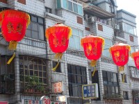 These lanterns in a string of 3 kilometre led us from the station to the temple.